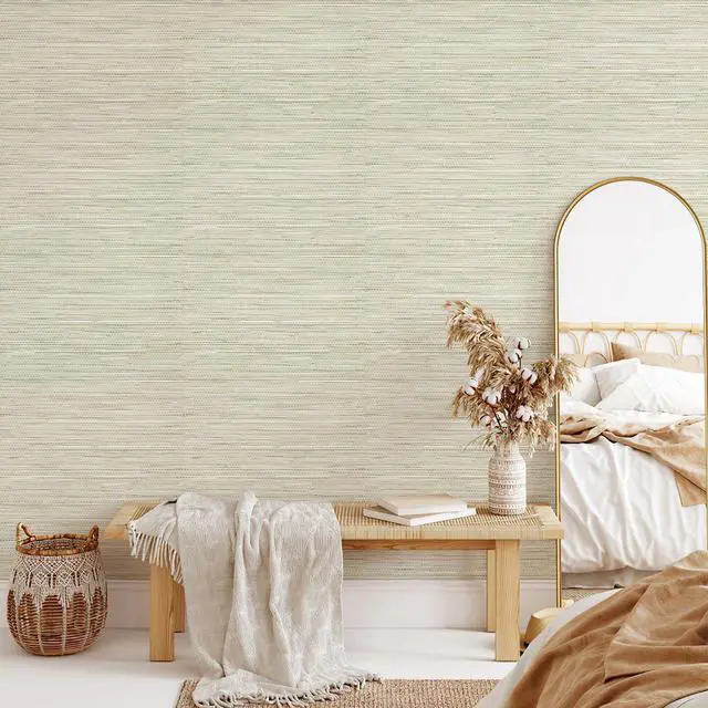 Alt view image 3 of 7 - Grasscloth Wallpaper Peel and Stick Cream Grassweave Peel & Stick Wallpaper Textured Wallpaper Contact Paper 17.3"x118"