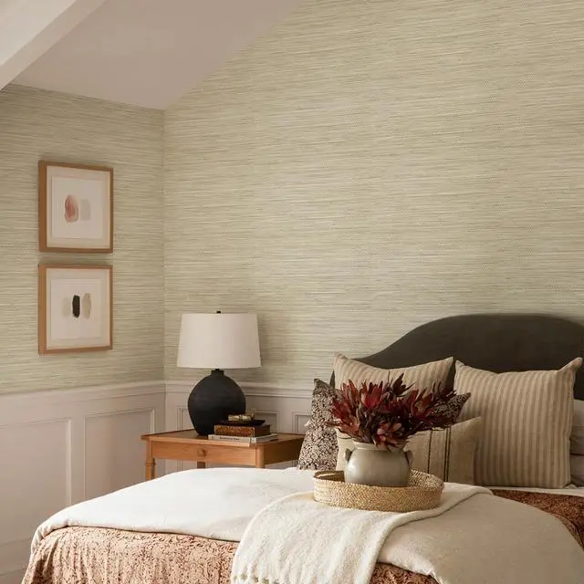 Alt view image 4 of 7 - Grasscloth Wallpaper Peel and Stick Cream Grassweave Peel & Stick Wallpaper Textured Wallpaper Contact Paper 17.3"x118"