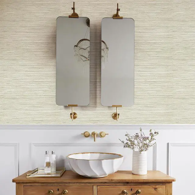 Alt view image 7 of 7 - Grasscloth Wallpaper Peel and Stick Cream Grassweave Peel & Stick Wallpaper Textured Wallpaper Contact Paper 17.3"x118"