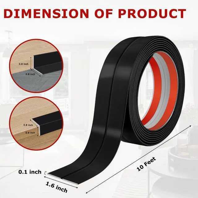 Alt view image 4 of 6 - Wall Corner Protector Peel and Stick Corner Trim Molding | Flexible Wall Corner Protectors Guards Self Adhesive Moulding Trim for Corner Edge, Black, 1.6 In x 10 Ft