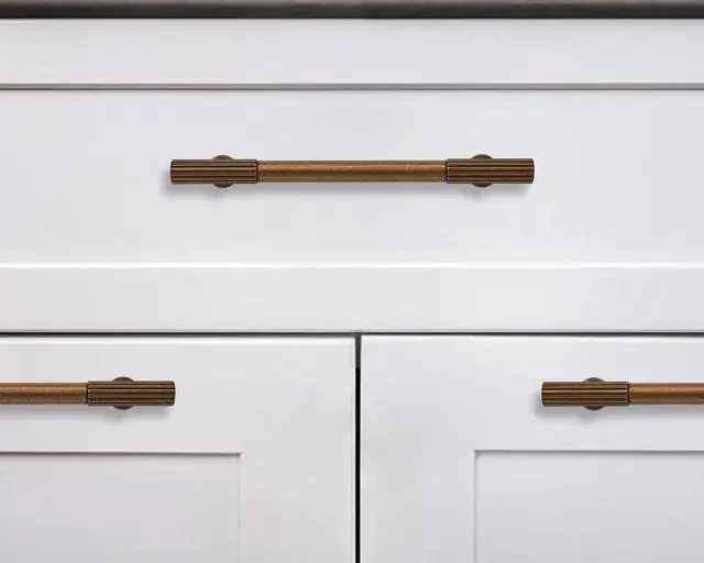 Alt view image 4 of 5 - 3 Inch Hole Center 10 Pack Antique Brass Heavy Duty Solid Vintage Brass Cabinet Pulls, Kitchen Drawer Handles, for Dresser cabinets, cabinets, Door cabinets, Hardware