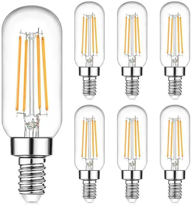Main image of E12 Edison LED Light Bulbs 40 Watt Equivalent Candelabra, Dimmable 2700K Warm White T6 Clear LED Bulbs 4W 400lm Vintage T25 for Chandelier Ceiling Fan, Tubular Small Filament Bulbs, 6 Packs