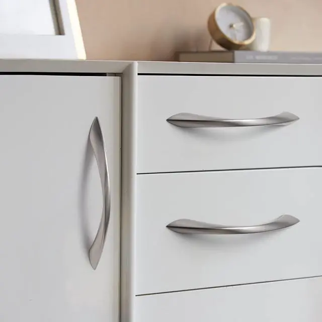 Alt view image 7 of 7 - 10 Pack Brushed Nickel Cabinet Pulls 5 Inch Arch Twisted Silver Handles Drawer Kitchen Cupboard Bathroom Dresser Cabinet Hardware Zinc Alloy
