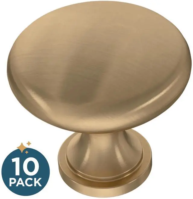 Alt view image 2 of 7 - (10-Pack) Champagne Bronze Cabinet Knobs for Dressers, Drawers, Kitchen Cabinet Door, Vanity, Furniture, Closet Knobs, 1-3/16 Inch Round | Mushroom