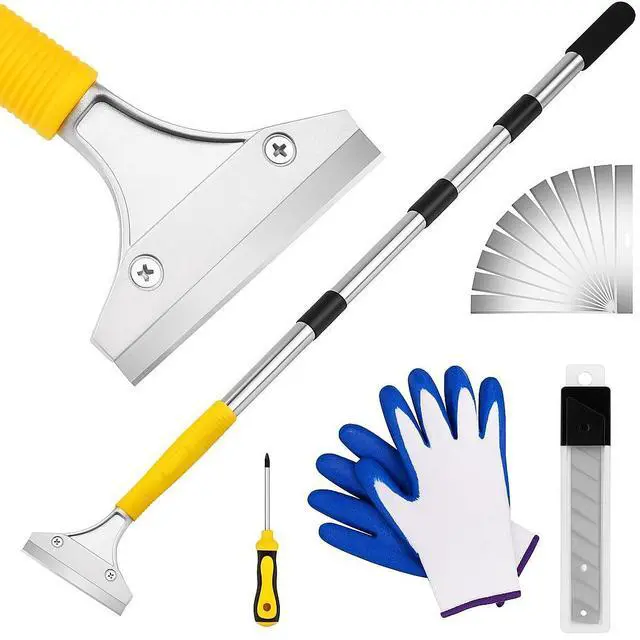 Main image of Scraper Tool 5.4 ft (65 in), Adjustable Floor Scraper | Heavy-duty paint scraper with 4-Inch Razor Blade, long-handle razor scraper for cleaning windows, glass, shower, gum, tile