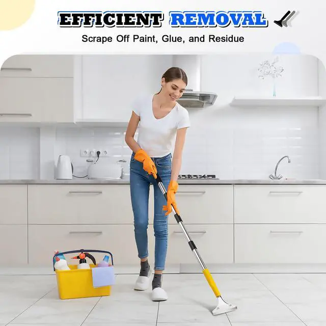 Alt view image 2 of 6 - Scraper Tool 5.4 ft (65 in), Adjustable Floor Scraper | Heavy-duty paint scraper with 4-Inch Razor Blade, long-handle razor scraper for cleaning windows, glass, shower, gum, tile