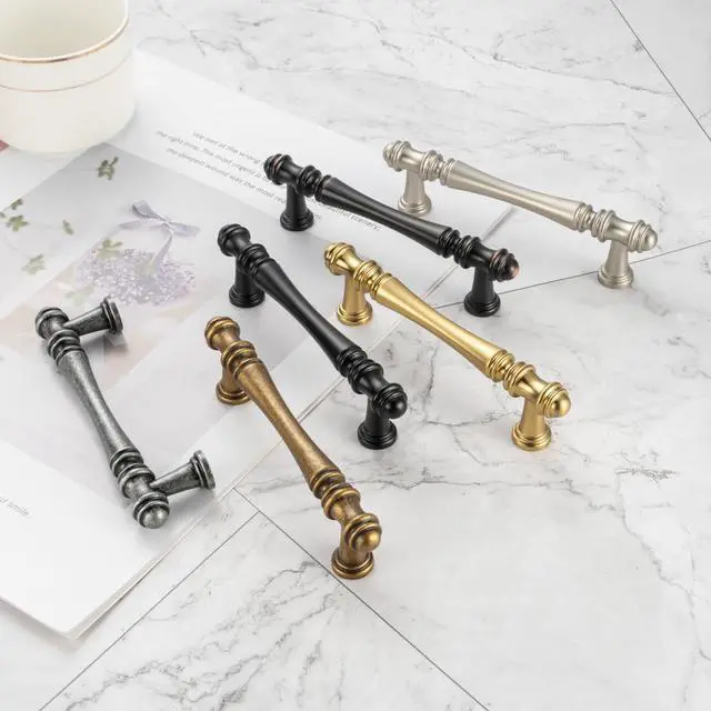 Alt view image 7 of 7 - 10 Pack 5 in Brushed Gold Cabinet Pulls, Gold Drawer Handles P30 | Solid Metal, Sturdy, Comfortable, French Style Hardware, Kitchen Cabinet Pull, for Dresser Cupboard Bedroom Bathroom Vanity