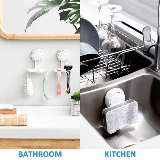 Alt view image 7 of 7 - No Drill Powerful Suction Cup Razor Holder for Shower 2 Pack, White | Waterproof, Towel, Loofah, Shaver Holder for Shower Wall, Powerful Suction Cup Hooks for Bathroom, Easy to Install and Reuse