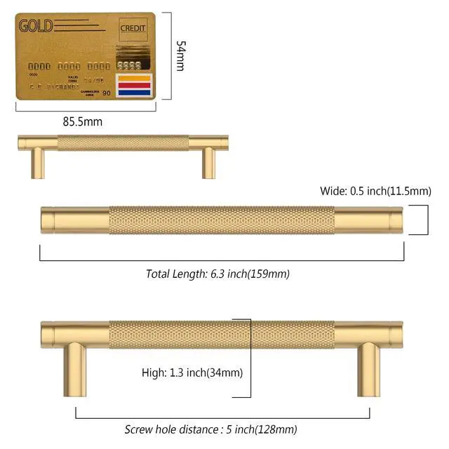 Alt view image 6 of 7 - 10 Pack Champagne Bronze Cabinet Pulls 5" | Center to Center Kitchen Cabinet Handles for Drawer Dresser, Cupboard and Wardrobe ZH0031