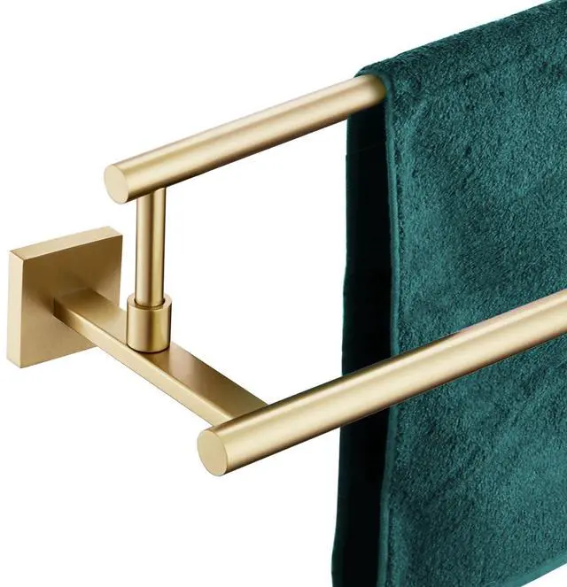 Main image of Bath Towel Bars 32-Inch Double Towel Rails Overlength Bathroom Racks for Cabinet Kitchen Brushed Gold Stainless Steel B5009BG-L32