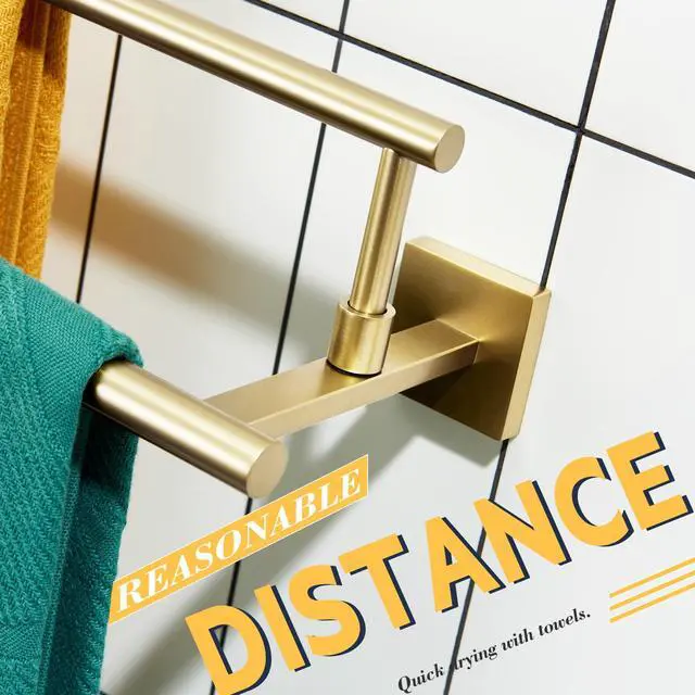 Alt view image 6 of 7 - Bath Towel Bars 32-Inch Double Towel Rails Overlength Bathroom Racks for Cabinet Kitchen Brushed Gold Stainless Steel B5009BG-L32