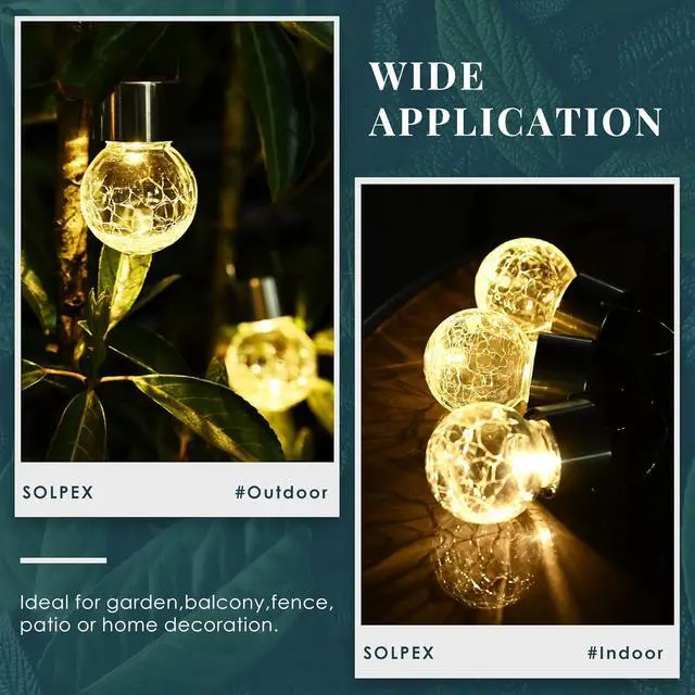 Alt view image 5 of 7 - Hanging Solar Lights for Outside Garden Solar Hanging Lanterns 8 Pc | Warm White, Solar Powered, Waterproof, Decorative Lanterns, Cracked Glass, Christmas Decoration, Tree&Garden Decor Gift