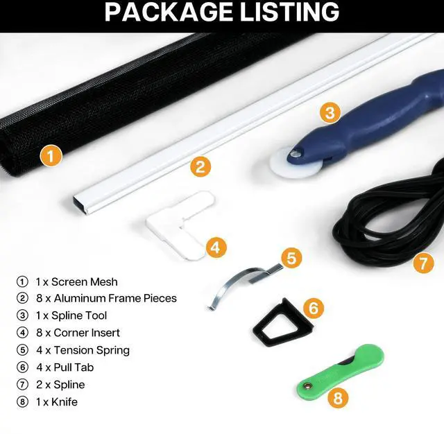 Alt view image 3 of 6 - 2 Sets DIY Window Screen Frame Kit, White, 46" x 46" | Easy Cut-to-Size Design Window Screen, Includes Screen Mesh, Frame Parts & Tools for Window Screen Replacement