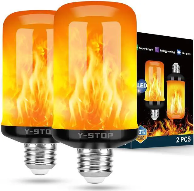 Main image of Upgraded Flame Light Bulbs, 4 Modes Flickering Light Bulb Outdoor with Upside Down Effect, E26 Base Flame Bulb for Christmas Decorations Outdoor, Halloween Lights, Party Decor (2 Pack)