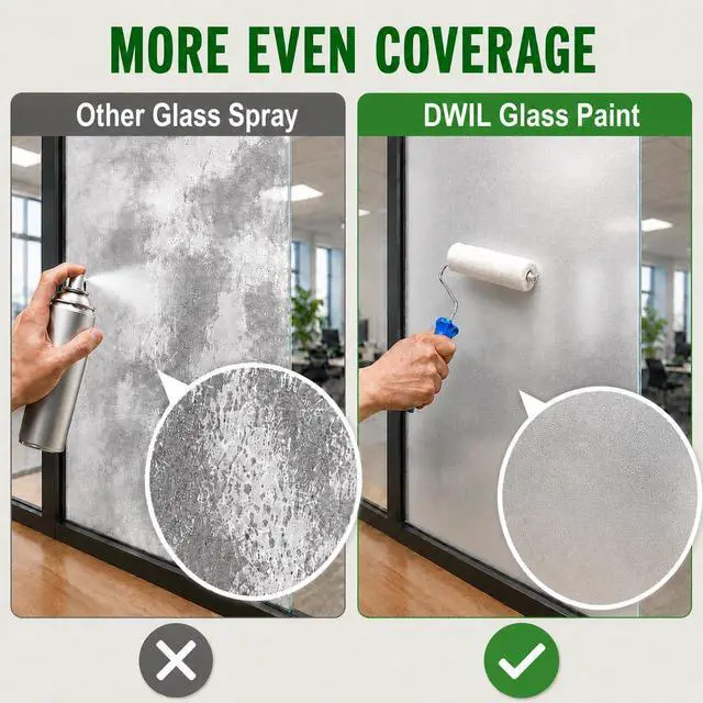 Alt view image 2 of 7 - Frosted Glass Paint for Window - Window Privacy Paint, Waterproof & UV Resistant, Frosted Glass Spray, for Bathroom, Kitchen, Room, Sliding Door, 16oz (with tools)