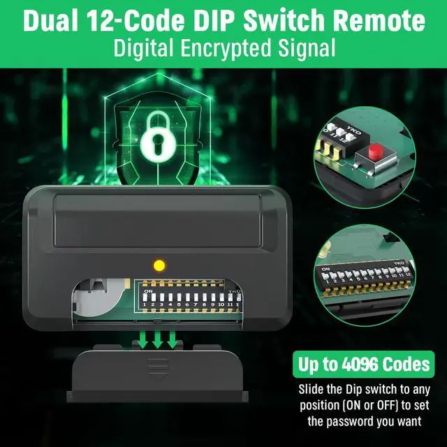 Alt view image 7 of 7 - Upgrade 811LMX Gate Opener Remote Replacement for Liftmaster 811LMX/811LMX MC/811LM Remote Control, for Liftmaster 850LM/860LM/Star1000 Receiver, Commercial Door, Security+ 2.0, 12 Dip Switch, 4 Pack