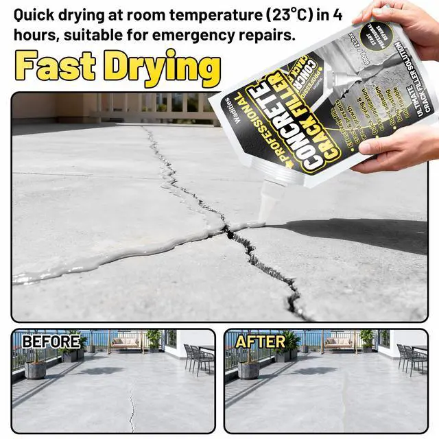 Alt view image 4 of 6 - Concrete Crack Filler, 2.65LB High Elasticity Cement Crack Repair Sealant | Slab Concrete Waterproof Repair Sealant for Driveways, Walkways, Patio, Joint, Indoor and Outdoor Quick Drying Sealer - Grey