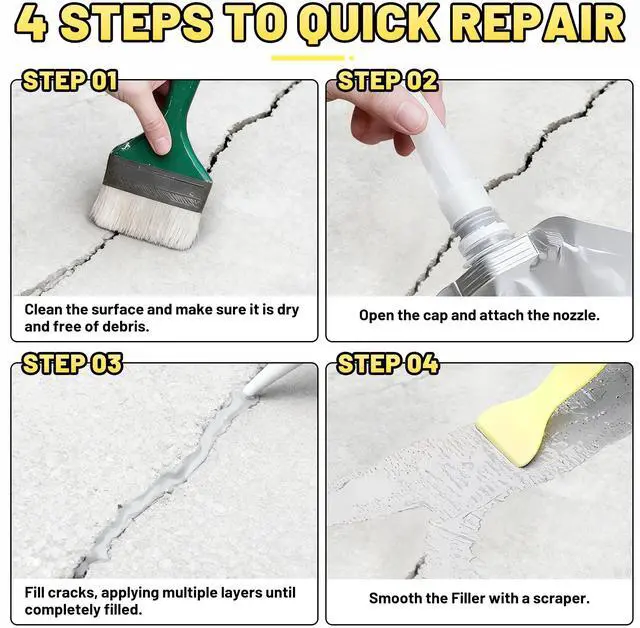 Alt view image 5 of 6 - Concrete Crack Filler, 2.65LB High Elasticity Cement Crack Repair Sealant | Slab Concrete Waterproof Repair Sealant for Driveways, Walkways, Patio, Joint, Indoor and Outdoor Quick Drying Sealer - Grey