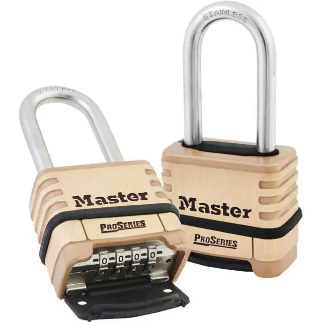 Alt view image 2 of 6 - ProSeries Combination Padlock Commercial Grade Lock 1175LHSS | Heavy Duty Resettable Combination Padlock For Construction Sites, Gates, Tools, Storage, Fences, 2-1/4-inch Wide Brass Lock