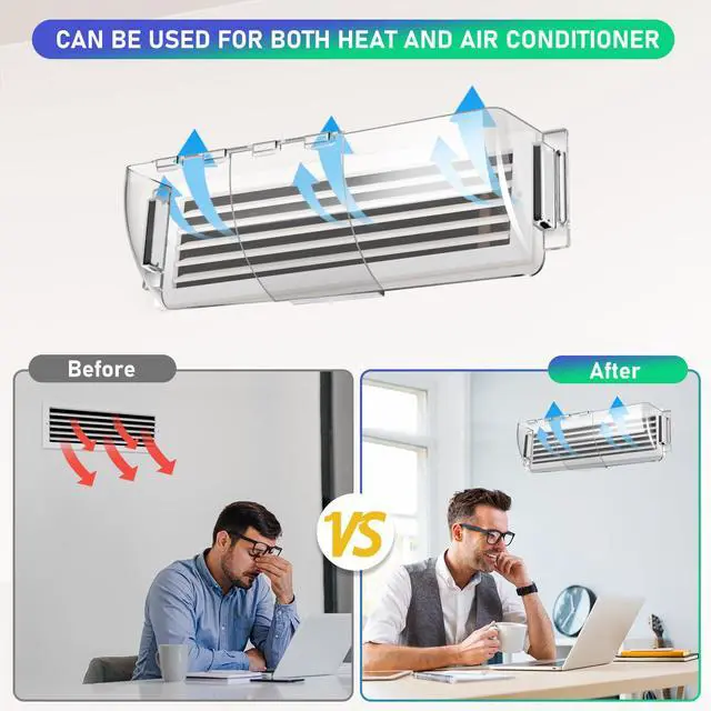 Alt view image 7 of 7 - 2-Pack Magnetic AC Air Vent Deflectors, Adjustable 9"-15.5" | Thick adjustable vent redirectors with strong large magnets fit 9"-15.5" floor, wall and ceiling registers for AC and heat