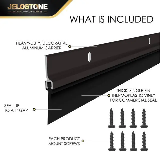 Alt view image 3 of 5 - 2 Pack - 48'' Commercial Door Bottom Sweep (Dark Bronze Anodized), Heavy Duty Aluminum, Fire Rated, Vinyl Insert, JS-NV307, Ideal for Residential & Commercial Use
