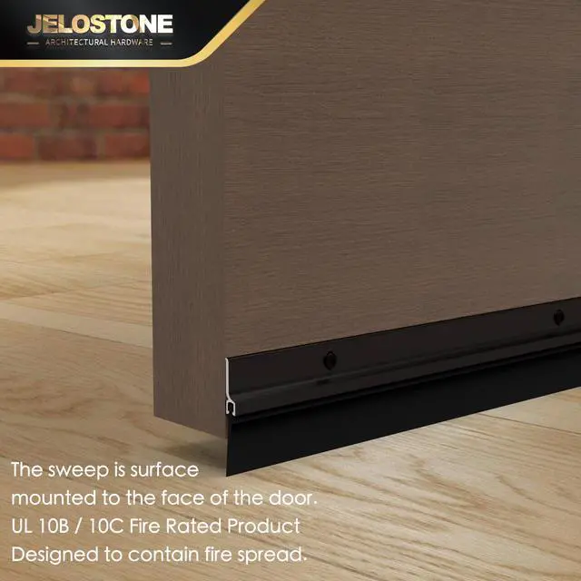 Alt view image 5 of 5 - 2 Pack - 48'' Commercial Door Bottom Sweep (Dark Bronze Anodized), Heavy Duty Aluminum, Fire Rated, Vinyl Insert, JS-NV307, Ideal for Residential & Commercial Use
