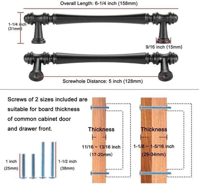 Alt view image 2 of 7 - 10 Pack 5 in Brushed Gold Cabinet Pulls, Gold Drawer Handles P30 | Solid Metal, Sturdy, Comfortable, French Style Hardware, Kitchen Cabinet Pull, for Dresser Cupboard Bedroom Bathroom Vanity