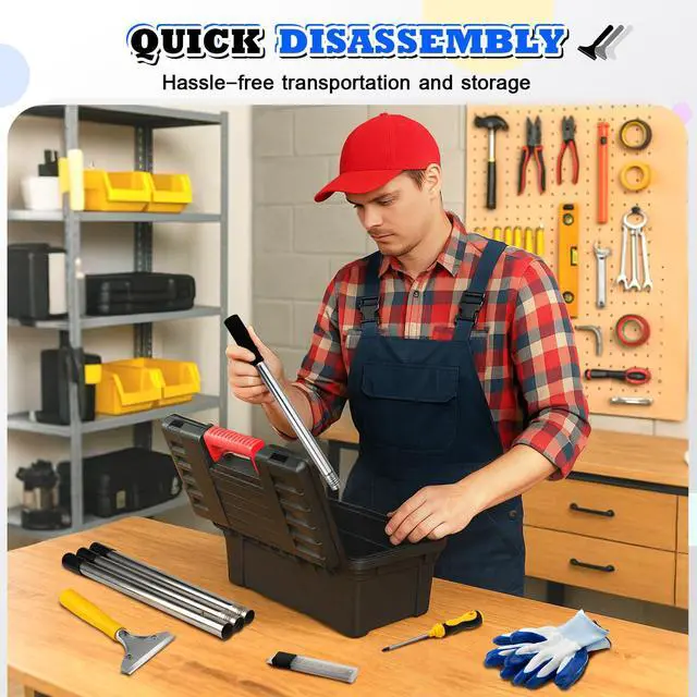 Alt view image 6 of 6 - Scraper Tool 5.4 ft (65 in), Adjustable Floor Scraper | Heavy-duty paint scraper with 4-Inch Razor Blade, long-handle razor scraper for cleaning windows, glass, shower, gum, tile