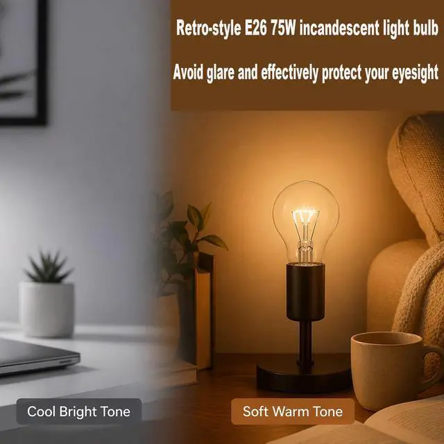 Alt view image 6 of 7 - 60 Watt Incandescent Light Bulbs, A19 60 WATT Incandescent Bulb Shatter Resistant Rough Service Light Bulb Dimmable(8 Pcs)