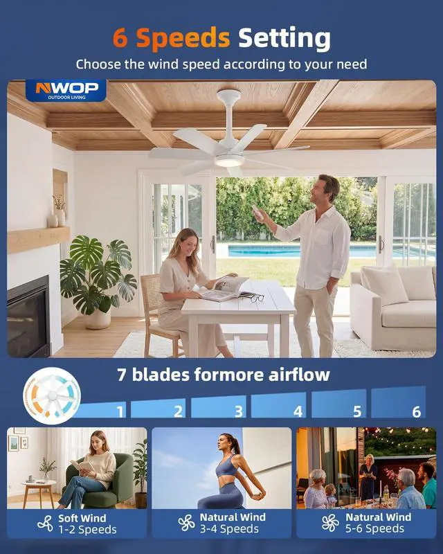 Alt view image 3 of 7 - 28 Inch Socket Fan Light with Remote Control, Screw in E26/E27 Ceiling Fan with LED Light, 3000-6000K Adjustable Color Temp, 6 Speeds, Timer, for Bedroom Kitchen Living Room Garage, White