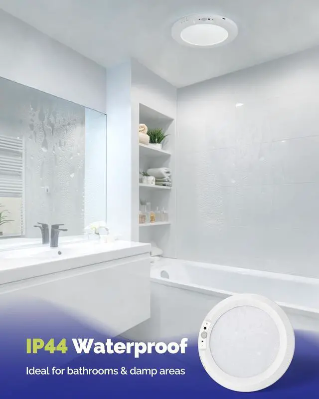 Alt view image 3 of 7 - 10000mAh Rechargeable LED Motion Sensor Ceiling Light with Remote | 7.09" Wireless Lights Waterproof Shower 3000K/4000K/6000K Magnetic Stick On Battery Operated Light Indoor for Closet Bathroom