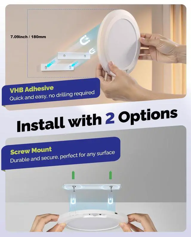 Alt view image 6 of 7 - 10000mAh Rechargeable LED Motion Sensor Ceiling Light with Remote | 7.09" Wireless Lights Waterproof Shower 3000K/4000K/6000K Magnetic Stick On Battery Operated Light Indoor for Closet Bathroom