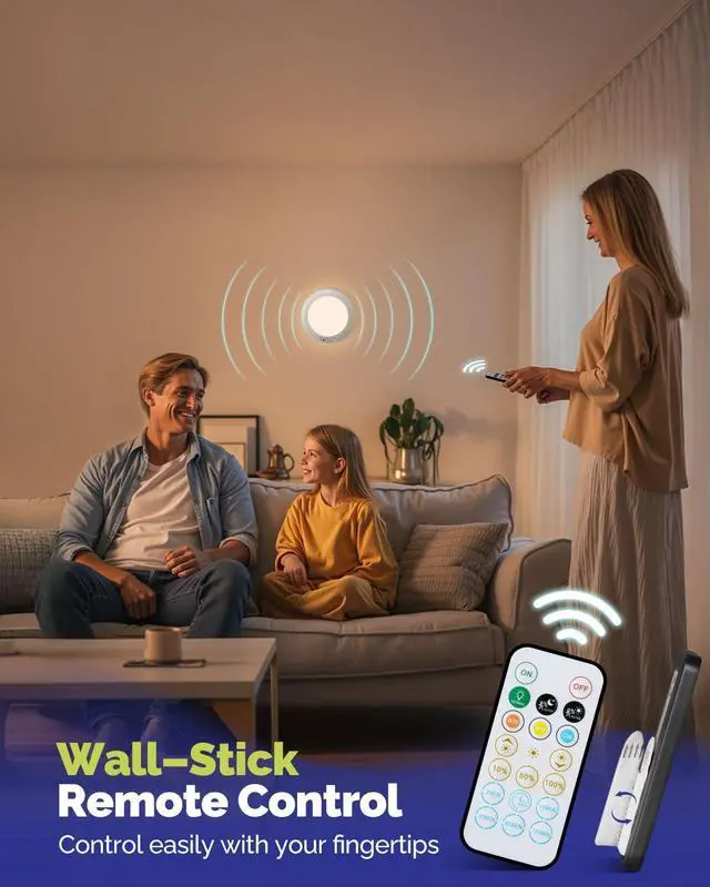 Alt view image 7 of 7 - 10000mAh Rechargeable LED Motion Sensor Ceiling Light with Remote | 7.09" Wireless Lights Waterproof Shower 3000K/4000K/6000K Magnetic Stick On Battery Operated Light Indoor for Closet Bathroom