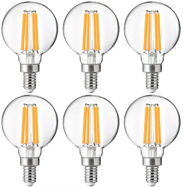 Main image of G16.5 Dimmable LED Candelabra Bulbs 60W Equivalent, LED E12 Chandelier Light Bulbs, 550LM, CRI90, 5.5W, AC 120V, 6 Pack, 2700K Soft White