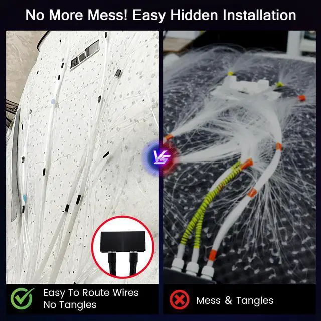 Alt view image 2 of 7 - Split Starlight Headliner Kit - 400pcs 0.02in 4.9ft Fiber Optic RGBW Star Lights for Car with 2 Light Heads 16W Engine Easy to Hide,Flexible Wiring,APP/Remote Control for Car Roof Ceiling