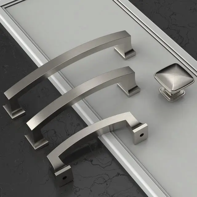 Alt view image 2 of 6 - 10 Pack Brushed Satin Nickel 5 Inch(128mm) Hole Centers Kitchen Cabinet Pulls Cabinet Hardware Kitchen Handles for Cabinets Cupboard Handles Drawer Pulls ZH0009BSN