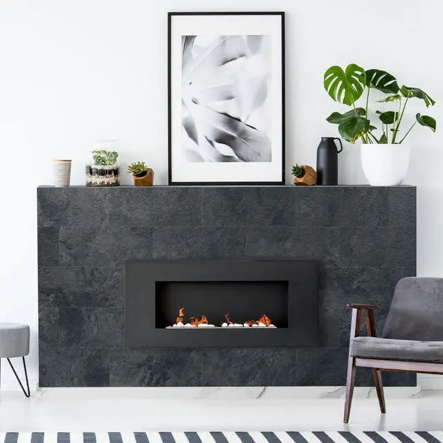 Alt view image 4 of 7 - 6" x 12" Black Slate Peel and Stick Backsplash Wall Tiles, PVC Faux Stone Stick on Tiles for Backsplash Kitchen, Bathroom, Laundry Room, Camper, Fireplace (Pack of 20)