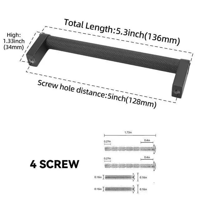 Alt view image 2 of 6 - 10 Pack 5 Inch Matte Black Kitchen Cabinet Handles Knurled Cabinet Pulls Black Drawer Pulls Kitchen Hardware