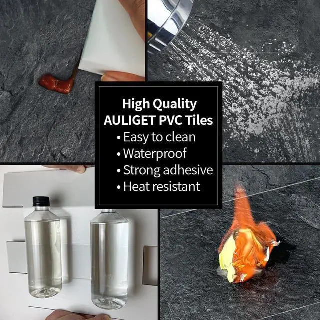 Alt view image 7 of 7 - 6" x 12" Black Slate Peel and Stick Backsplash Wall Tiles, PVC Faux Stone Stick on Tiles for Backsplash Kitchen, Bathroom, Laundry Room, Camper, Fireplace (Pack of 20)