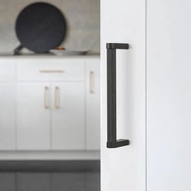 Alt view image 3 of 6 - 10 Pack 5 Inch Matte Black Kitchen Cabinet Handles Knurled Cabinet Pulls Black Drawer Pulls Kitchen Hardware