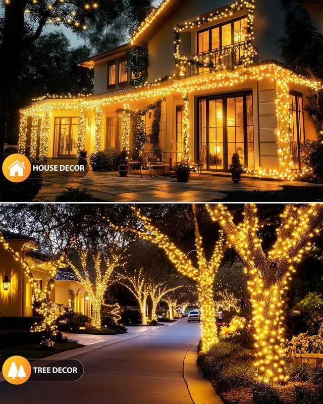 Alt view image 2 of 7 - 2 Pack Solar String Lights Outdoor Waterproof, 92Ft 240 LED Solar Lights Outdoor with 8 Modes, Outdoor Light Solar Powered for Patio Yard Tree Garden Party Decorations, Warm White