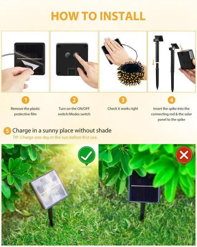 Alt view image 7 of 7 - 2 Pack Solar String Lights Outdoor Waterproof, 92Ft 240 LED Solar Lights Outdoor with 8 Modes, Outdoor Light Solar Powered for Patio Yard Tree Garden Party Decorations, Warm White