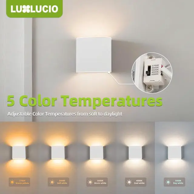 Alt view image 2 of 7 - Indoor Outdoor Up and Down Wall Sconce, 5%-100% Dimmable 18W, 5 Color Temperature Selectable (2700K-5000K), Modern Lighting for Living Room/Porch, CRI90+, 120V-277V, ETL FCC Certified