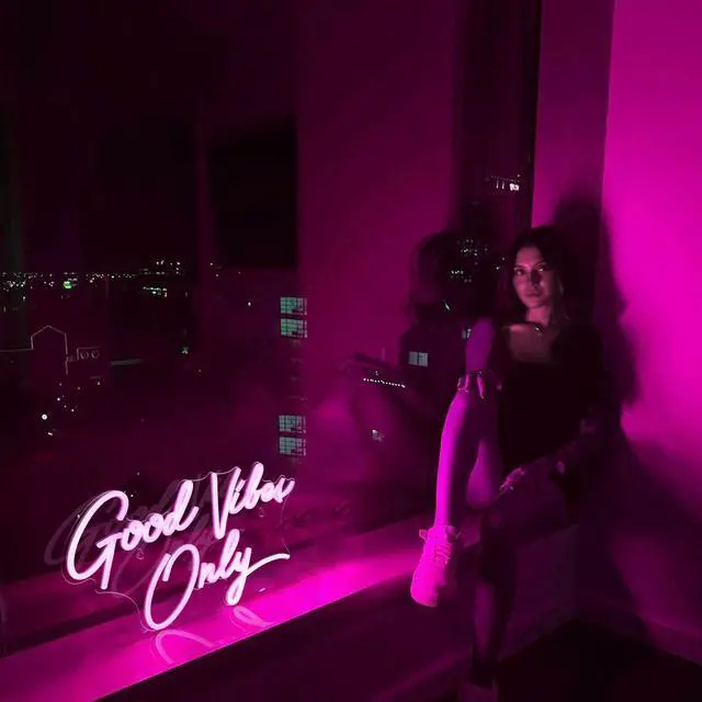 Alt view image 2 of 7 - Good Vibes Only Neon Signs for Wall Decor 17.7" x 9.9" | Pink Good Vibes Only LED Sign for Bedroom, Party, Bar, Salon - Best Gifts for Birthday, Christmas