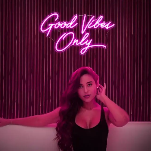 Alt view image 5 of 7 - Good Vibes Only Neon Signs for Wall Decor 17.7" x 9.9" | Pink Good Vibes Only LED Sign for Bedroom, Party, Bar, Salon - Best Gifts for Birthday, Christmas