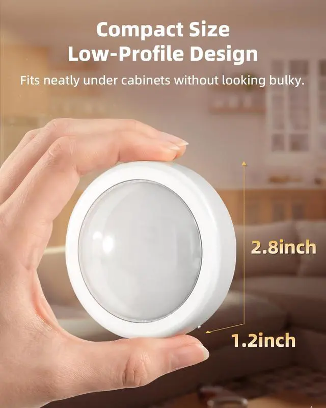 Alt view image 2 of 7 - 6-Pack RGB Rechargeable Puck Lights with Remote, Mini Under Cabinet Lighting, 2.95'' Tap Lights, 16 RGB Colors & 3 White Color Temps, Dimmable Stick-On Closet Lights for Kitchen, Shelf
