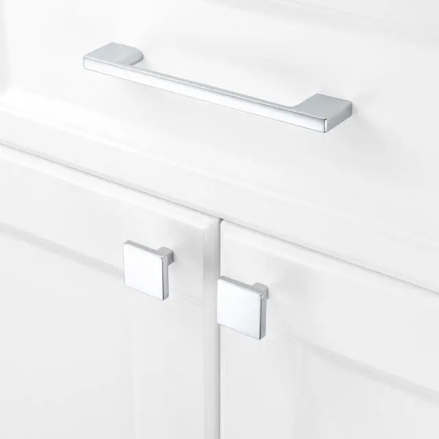 Alt view image 3 of 7 - 10 Pack 5 in Polished Chrome Cabinet Pulls, Drawer Handles P01 | Solid Metal, Sturdy, Comfortable, Wide Foot Hardware, Kitchen Cabinet Pulls, for Dresser Cupboard Bedroom Bathroom Vanity