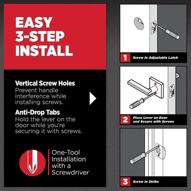 Alt view image 4 of 7 - Halifax Interior Privacy Door Handle with Lock, Round Lever for Bathroom and Bedroom, Matte Black Reversible Keyless Push Button Lock Door Lever, with Microban Protection
