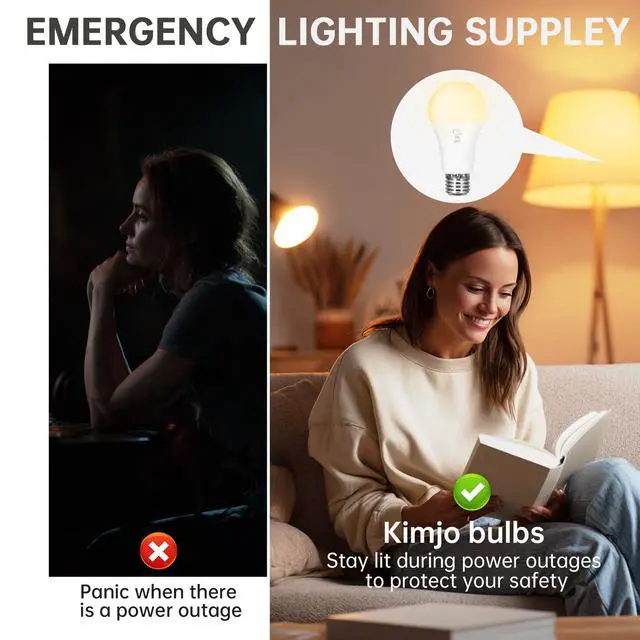 Alt view image 3 of 7 - Rechargeable Light Bulbs with Remote, Battery Light Bulb with Hook 6 Pack | 2600mAh Battery Operated Light Bulbs, Wireless, Emergenc, Timer, A19 Light Bulb,3 Colors Dimmable for Home