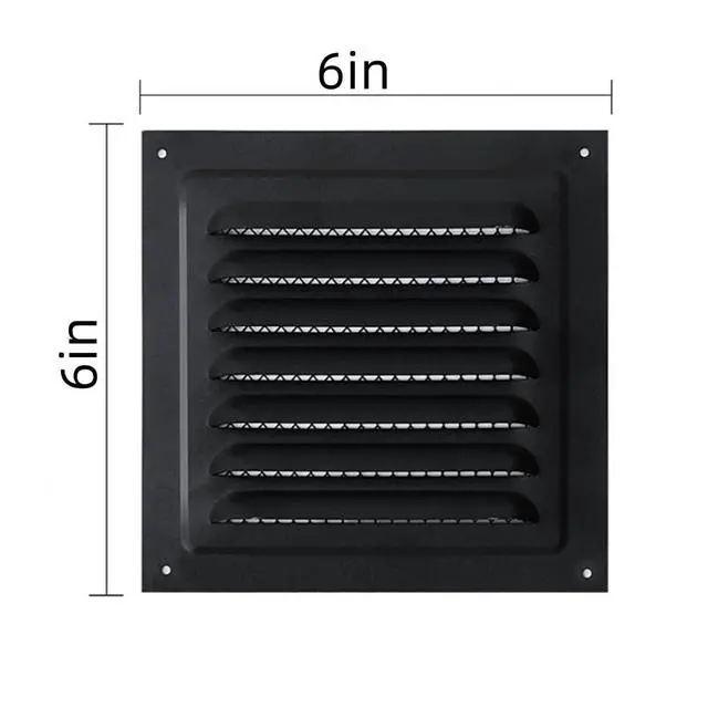 Alt view image 2 of 6 - 2pcs Attic Vent Soffit Vent Aluminum Wall Vent Metal Shed Vent Square Vent Louver Vent Grille with Built-in Insect Screen for Exterior Door House Attic Garage Ceiling (Black 6" x 6"-2 Pack)